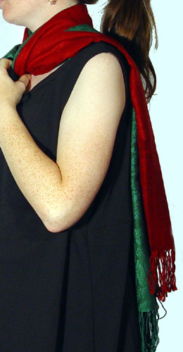 70% pashmina/30% silk crimson and hunter green Jacquard mufflers