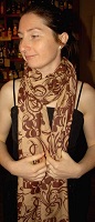 70% pashmina/30% silk fullsize shawl with Tyokeho print; $95 plus $7.50 for print